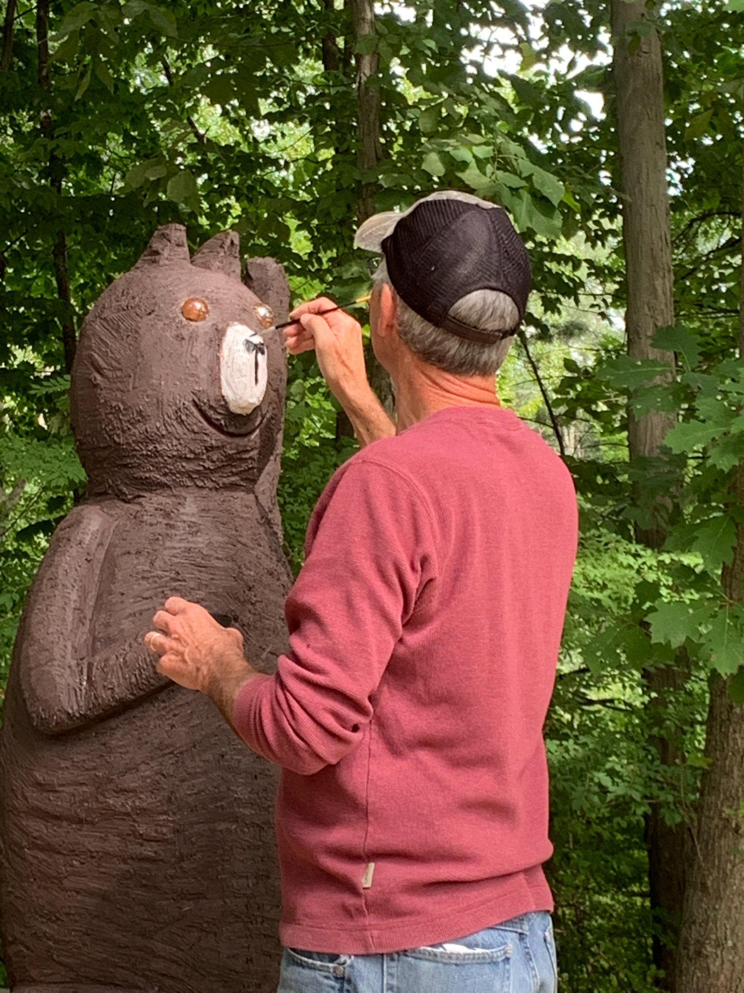 Finishing touches on Mr. Bear